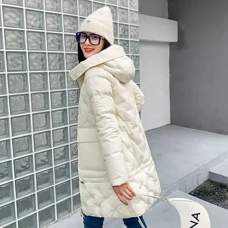 艾尚雪2021年新款时尚韩版通勤白鸭绒羽绒服女连帽外套244图片