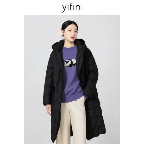 Yifini/易菲宽松保暖白鸭绒羽绒服女冬季新款加厚连帽外套商品大图