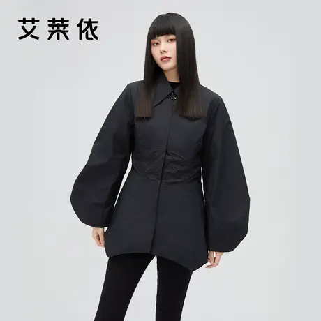 艾莱依冬季新款羽绒服女时尚设计感短款鸭绒轻薄黑色洋气鸭绒外套图片