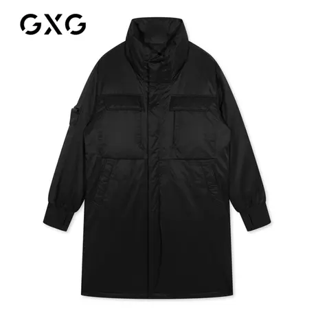 【特价】GXG男装 冬季黑色翻领加厚中长款羽绒服潮GY111807G商品大图