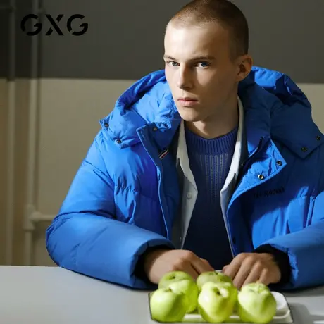 【特价】GXG男装 冬季蓝色面包服中长款款羽绒服潮GY111805G商品大图