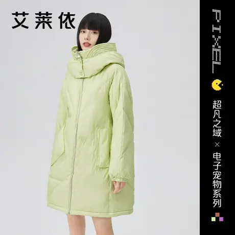 艾莱依不对称几何羽绒服女2022新款中长款设计感小众趣味冬季外套图片