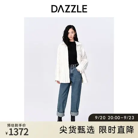 DAZZLE地素奥莱 白色中长款直筒立领轻薄羽绒服女2D4K3081B图片
