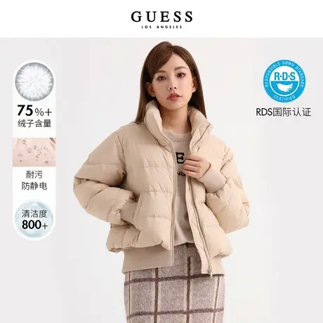 【38上新季】GUESS女士短款立领纯色时尚面包服羽绒服图片