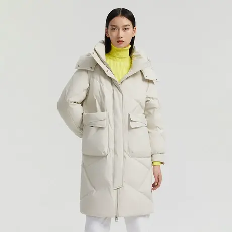 波司登羽绒女士中长款莫兰迪色系韩版大廓型冬季厚外套奥莱图片