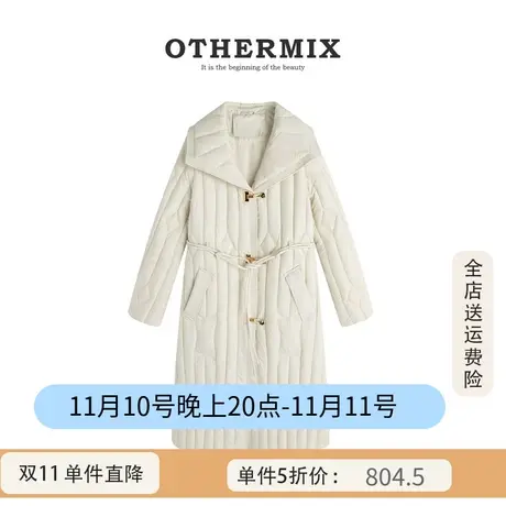 othermix 冬季新款设计感高端娃娃领羽绒服女百搭长款羽绒服外套图片