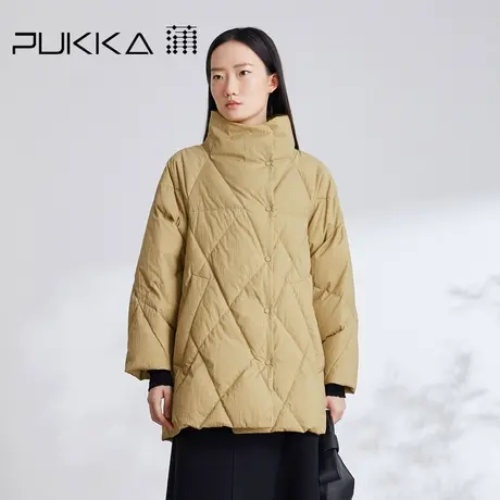 蒲PUKKA H型加厚羽绒服23秋冬新品中长廓形防风保暖简约经典外套商品大图