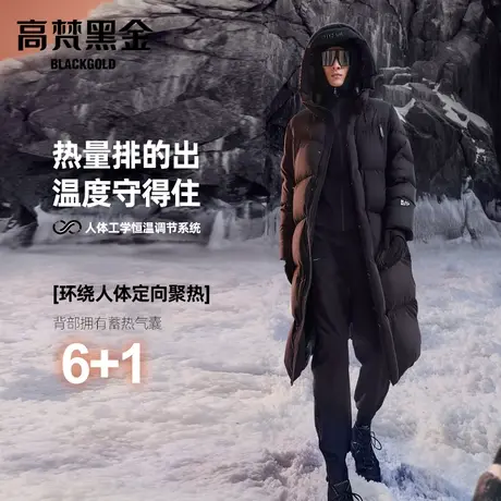 【高梵黑金鹅绒服】极地2.0六格羽绒服男士冬加厚中长款外套反季图片