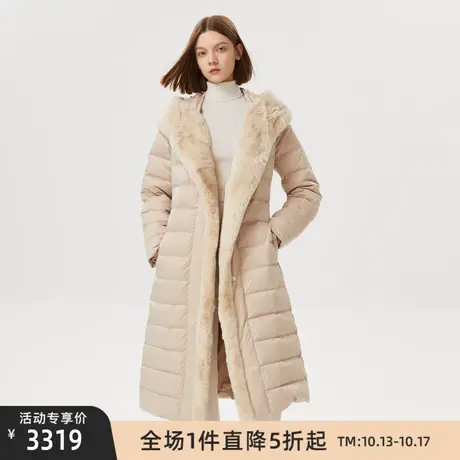朗姿羽绒服女新款冬季中长款大气宽松修身长版白鸭绒加厚外套图片