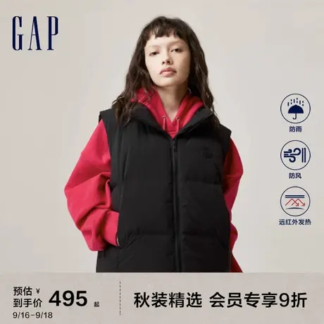 Gap女装冬季2023新款LOGO高领宽松羽绒背心720916保暖马甲图片