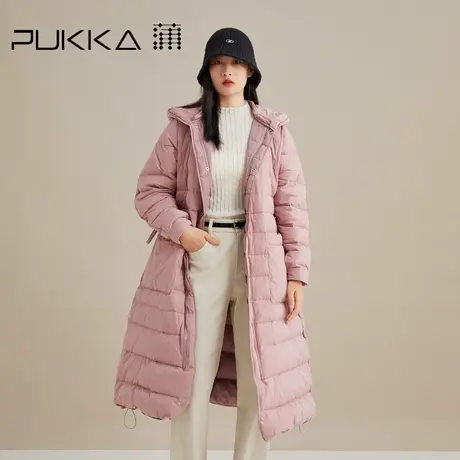 蒲PUKKA 连帽A型羽绒服女2023年冬装新品长款加厚保暖外套商品大图