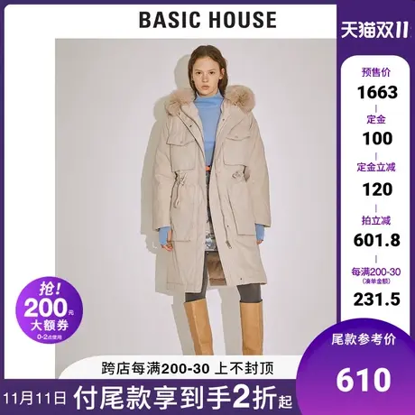 Basic House/百家好女冬韩风时尚羽绒服不可拆毛领保暖HTDJ820B商品大图