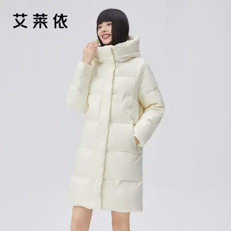 艾莱依鹅绒羽绒服女2022冬季新潮时尚设计感中长款高端鹅绒服外套图片
