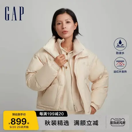 Gap女装冬季2023新款LOGO短款高领宽松廓形羽绒服811077保暖外套图片