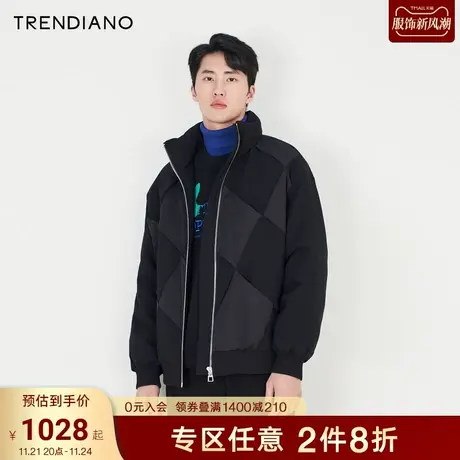 TRENDIANO官方男装冬季新款格纹短款羽绒服外套图片