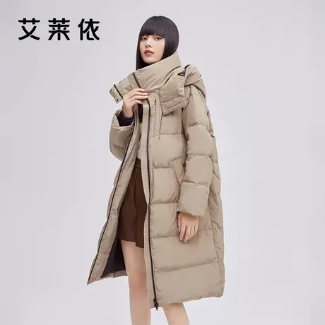 艾莱依新品中长款户外羽绒服女冬季流行鸭绒外套时尚洋气派克服图片