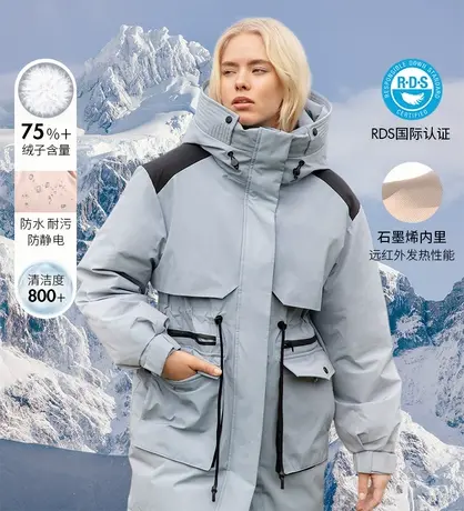 【38上新季】GUESS冬女保暖三防工装派克登山中长款羽绒服图片