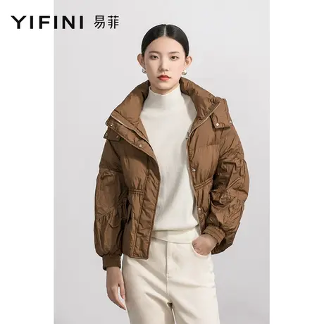 Yifini/易菲立领连帽羽绒服女冬新款设计感面包服保暖白鸭绒图片