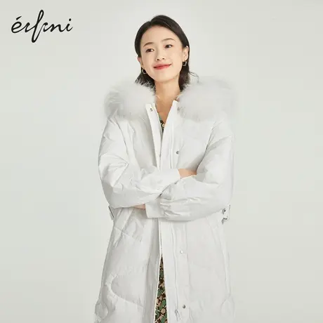 伊芙丽气质百搭羽绒服女2021年冬季新款白鸭绒设计感加厚保暖外套图片