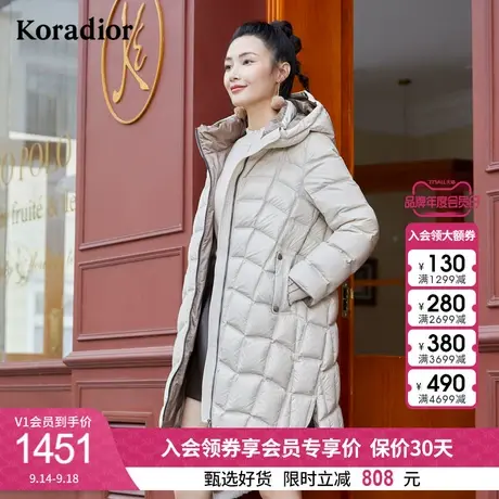 [高克重]珂莱蒂尔商场同款90白鹅绒羽绒服女保暖中长款羽绒外套冬图片