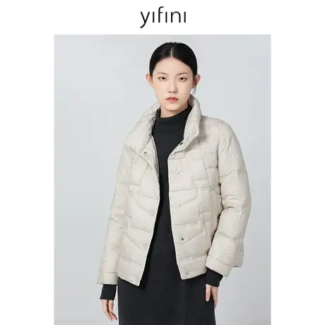 Yifini/易菲时尚设计感立领羽绒服秋冬新款短款宽松百搭外套图片