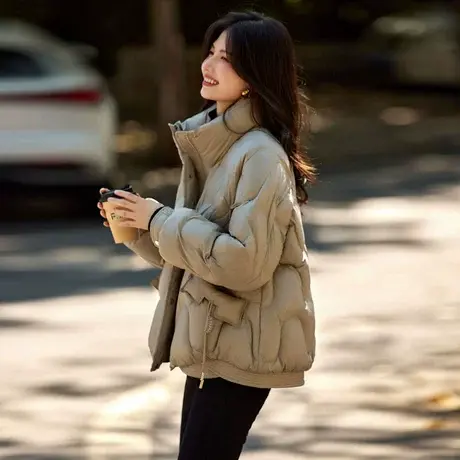 时尚气质羽绒服2023年冬季新款女立领休闲百搭短款加厚韩版外套图片