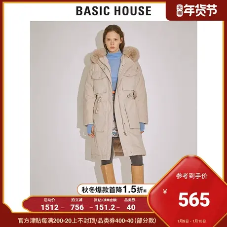 Basic House/百家好女冬韩风时尚羽绒服不可拆毛领保暖HTDJ820B图片