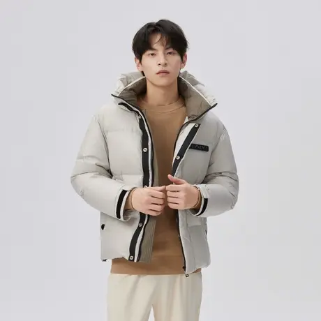 艾莱依冬季新款羽绒服男面包服短款加厚连帽时尚韩版男士保暖外套图片