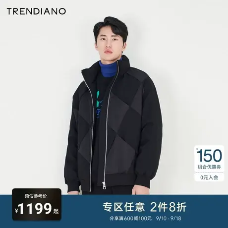 TRENDIANO官方男装冬季新款格纹短款羽绒服外套商品大图