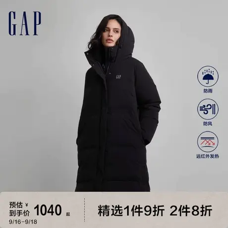 Gap女装冬季2023新款LOGO长款收腰风衣式羽绒服720909保暖外套图片