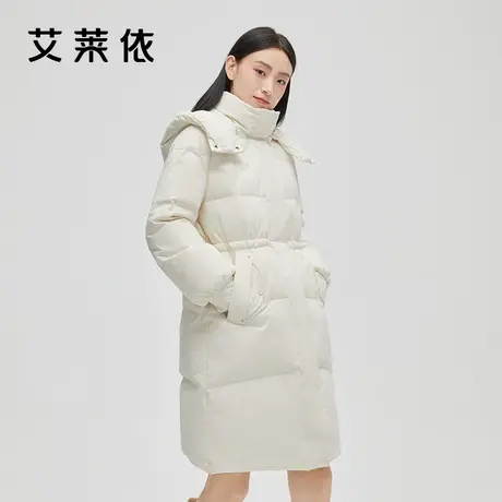 艾莱依秋冬季白色中长款羽绒服女2022新款时尚鸭绒设计高级感外套图片