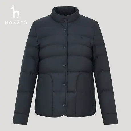 【商场同款】Hazzys哈吉斯轻薄鹅绒羽绒服女冬季新款纯色保暖外套图片