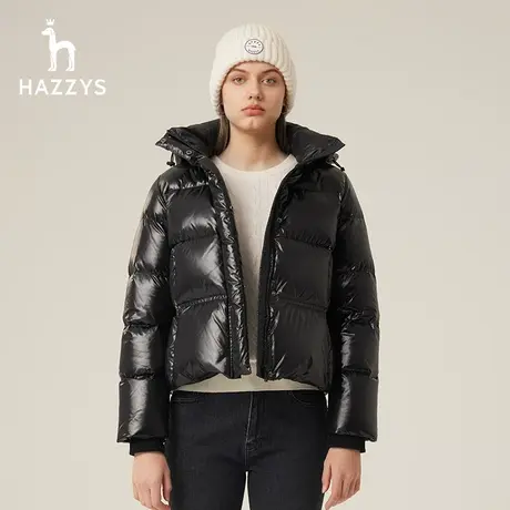 【商场同款】Hazzys哈吉斯女装2023秋冬季新款短款宽松面包羽绒服图片
