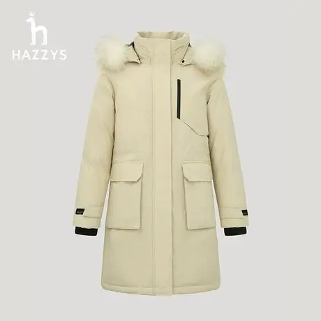 【商场同款】Hazzys哈吉斯女装23冬季新款户外轻防水中长款羽绒服图片