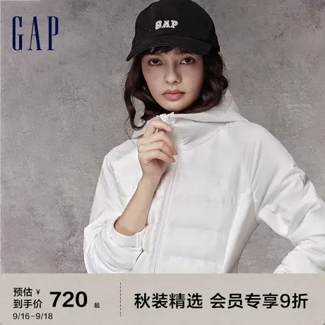 Gap女装秋季2023新款LOGO修身拼接连帽羽绒服811082保暖轻薄外套图片