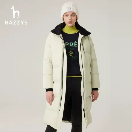 【商场同款】Hazzys哈吉斯女装23冬季新款运动保暖鸭绒长款羽绒服图片