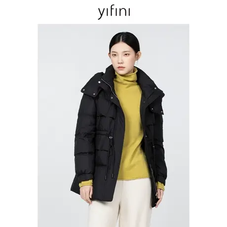 Yifini/易菲保暖宽松大绒朵羽绒服女2023冬季新款连帽抽绳外套图片