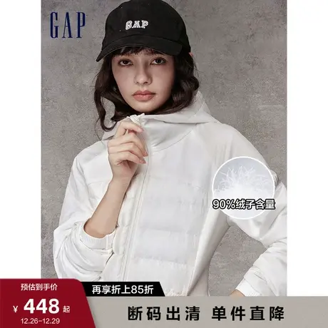 【断码优惠】Gap女装冬季新款LOGO修身轻薄保暖连帽羽绒服811082图片