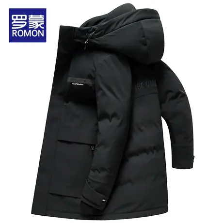 罗蒙羽绒服男2022冬季新款休闲时尚加厚中长款鹅绒防风保暖外套图片