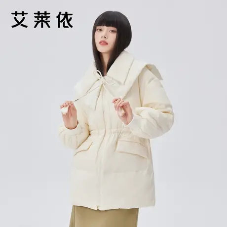 艾莱依国风羽绒服女款2022年新款披肩设计感中长款冬季鸭绒外套图片