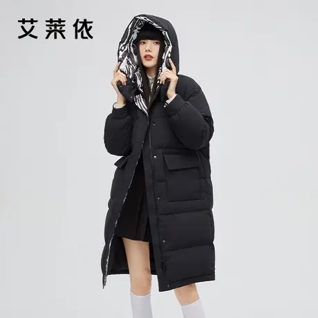 【直播】艾莱依长款撞色羽绒服女2022冬季新款高级时尚设计感外套图片