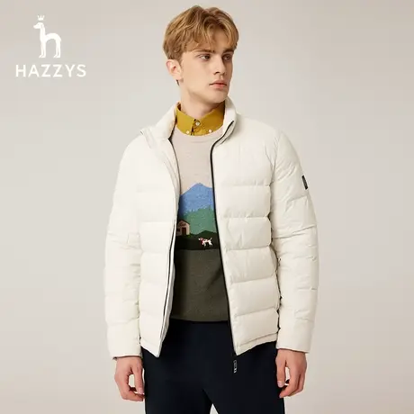 【商场同款】Hazzys哈吉斯冬季新款休闲保暖羽绒服纯色上衣外套潮图片