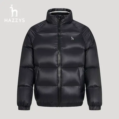 【商场同款】Hazzys哈吉斯冬季新款保暖鹅绒羽绒服纯色休闲外套男图片