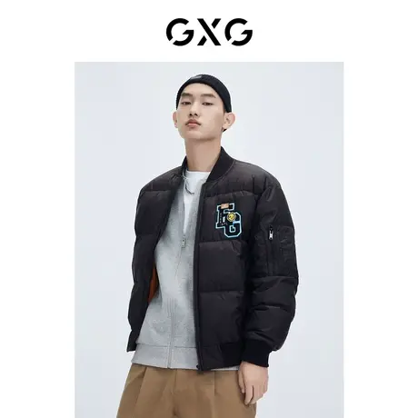 GXG男装 冬季黑色时尚休闲帅气个性青年羽绒服GC111002L图片