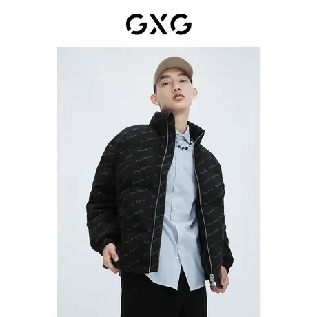 GXG男装 冬季黑色时尚休闲帅气个性青年羽绒服GC111027J图片