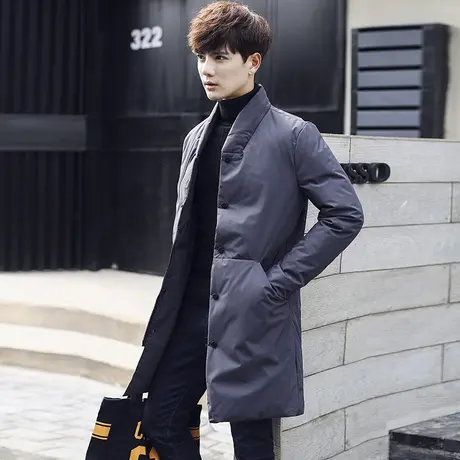 冬季新款休闲羽绒服男中长款加厚修身韩版男士外套青年立领男装潮图片